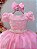Vestido Infantil Longo Rosa Tule Renda Casamento Festas - Imagem 2