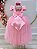 Vestido Infantil Longo Rosa Tule Renda Casamento Festas - Imagem 3
