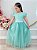 Vestido Infantil Longo Verde Menta Tule Renda Casamento Festas - Imagem 2