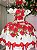 Vestido Infantil Vermelho Juvenil Florido Festa Luxo - Imagem 1