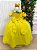 Vestido Infantil Longo Amarelo Formatura Tule Glitter Festa - Imagem 5