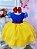 Vestido Infantil Branca de Neve Busto Azul Nervura Strass - Imagem 1