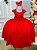 Vestido Infantil Vermelho Cinto Perolas Longo Tule - Imagem 2