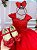 Vestido Infantil Vermelho Cinto Perolas Longo Tule - Imagem 4
