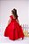 Vestido Infantil Vermelho Cinto Perolas Longo Tule - Imagem 5