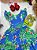 Vestido Infantil Casual Primavera Azul Florido Colorido - Imagem 4