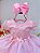 Vestido Infantil Rosa Claro Jardim Encantado Saia Babados - Imagem 3