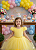 Vestido Infantil Amarelo Cinto de Pérolas Casamentos Festas - Imagem 1