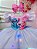 Vestido Infantil Stitch Angel Rosa Tule Azul Glitter Led - Imagem 4