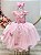 Vestido Juvenil Midi Formatura Rosa Apliques Flores e Borboletas Festas - Imagem 1