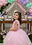 Vestido Infantil Rosa Claro Jardim Encantado Com Renda Festas Daminhas - Imagem 3
