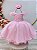 Vestido Infantil Rosa Renda Cinto de Pérolas Festas - Imagem 1