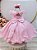 Vestido Infantil Rosa Renda Cinto de Pérolas Festas - Imagem 3