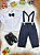 Conjunto Social Bebê Calça Suspensorio Azul Escuro e Camisa Branca - Imagem 2