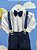 Conjunto Social Bebê Calça Suspensorio Azul Escuro e Camisa Branca - Imagem 3