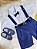 Conjunto Social Camisa Gravata Short e Susp. Azul Marinho - Imagem 3