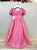 Vestido Infantil Longo Rosa Chiclete Broche Aplique Flor Daminhas - Imagem 4
