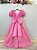 Vestido Infantil Longo Rosa Chiclete Broche Aplique Flor Daminhas - Imagem 5