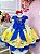 Vestido Infantil Branca de Neve Azul Amarelo Festa Luxo - Imagem 3