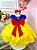Vestido Infantil Branca de Neve Amarelo Azul Broche - Imagem 3