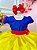 Vestido Infantil Branca de Neve Amarelo Azul Broche - Imagem 2