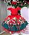 Vestido Infantil Verde Urso Teddy Natal Festa Luxo - Imagem 1