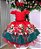 Vestido Infantil Verde Urso Teddy Natal Festa Luxo - Imagem 5