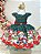Vestido Infantil Verde Bandeira Xadrez Ursinhos Festas Natal - Imagem 6