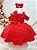 Vestido Infantil de Alça Vermelho Saia Glitter e Broche Festas - Imagem 2