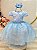 Vestido Infantil Azul Busto Nervura Saia Glitter Festas - Imagem 4