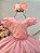 Vestido Infantil Salmão Busto Nervura Festas Daminhas - Imagem 3
