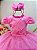 Vestido Infantil Rosa Chiclete Busto Nervura Saia Glitter - Imagem 2