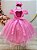 Vestido Infantil Rosa Chiclete Busto Nervura Saia Glitter - Imagem 3