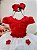 Vestido Infantil Vermelho e Off Apliques Daminhas Festas - Imagem 2