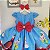Vestido Infantil Alice no Pais das Maravilhas Luxo Azul Vermelho - Imagem 4