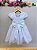 Vestido Infantil Branco Tule Bordado com Glitter Daminhas - Imagem 6
