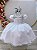 Vestido Infantil Branco Tule Bordado com Glitter Daminhas - Imagem 7
