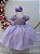 Vestido Infantil Lilás Tule Bordado com Glitter Daminhas - Imagem 7