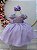 Vestido Infantil Lilás Tule Bordado com Glitter Daminhas - Imagem 1