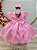 Vestido Infantil Rosa Com Glitter Festas Luxo - Imagem 4