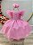 Vestido Infantil Rosa Com Glitter Festas Luxo - Imagem 1