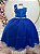 Vestido Infantil Longo Azul Royal Busto Renda Festas Daminhas - Imagem 1