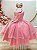 Vestido Infantil Rose Busto Drapeado Aplique Laço Damas - Imagem 1