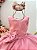 Vestido Infantil Rose Busto Drapeado Aplique Laço Damas - Imagem 2