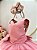 Vestido Infantil Rose Busto Drapeado Aplique Laço Damas - Imagem 6