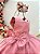 Vestido Infantil Rose Busto Drapeado Aplique Laço Damas - Imagem 4