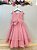 Vestido Infantil Rose Busto Drapeado Aplique Laço Damas - Imagem 7