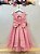 Vestido Infantil Rose Busto Drapeado Aplique Laço Damas - Imagem 8