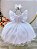 Vestido Infantil Branco Strass Luxo Festas Luxo - Imagem 1