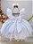 Vestido Infantil Branco Strass Luxo Festas Luxo - Imagem 4